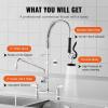 imageVEVOR Commercial Faucet with PreRinse Sprayer 21quot Height 8quot Center 12quot Swing Spout Wall Mount Kitchen Sink Faucet Brass Constructed Device with Pull Down Spray for 123 Compartment Sink26inch