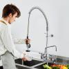 imageVEVOR Commercial Faucet with PreRinse Sprayer 21quot Height 8quot Center 12quot Swing Spout Wall Mount Kitchen Sink Faucet Brass Constructed Device with Pull Down Spray for 123 Compartment Sink36inch