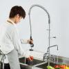 imageVEVOR Commercial Faucet with PreRinse Sprayer 21quot Height 8quot Center 12quot Swing Spout Wall Mount Kitchen Sink Faucet Brass Constructed Device with Pull Down Spray for 123 Compartment Sink44inch