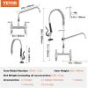 imageVEVOR Commercial Faucet with PreRinse Sprayer 21quot Height 8quot Center 12quot Swing Spout Wall Mount Kitchen Sink Faucet Brass Constructed Device with Pull Down Spray for 123 Compartment Sink26inch