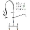imageVEVOR Commercial Faucet with PreRinse Sprayer 21quot Height 8quot Center 12quot Swing Spout Wall Mount Kitchen Sink Faucet Brass Constructed Device with Pull Down Spray for 123 Compartment Sink26inch
