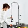 imageVEVOR Commercial Faucet with PreRinse Sprayer 21quot Height 8quot Center 12quot Swing Spout Wall Mount Kitchen Sink Faucet Brass Constructed Device with Pull Down Spray for 123 Compartment Sink47inch