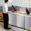 imageVEVOR Commercial Refrigerator 48quot Worktop Undercounter Refrigerator 1285 Cu Ft Thick Stainless Steel Refrigerated Food Prep Station 2 Door Worktop Fridge with lock for Restaurant Bar Diner72W with 30 Pans