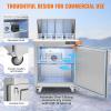 imageVEVOR Commercial Refrigerator 48quot Worktop Undercounter Refrigerator 1285 Cu Ft Thick Stainless Steel Refrigerated Food Prep Station 2 Door Worktop Fridge with lock for Restaurant Bar Diner28W with 12 Pans