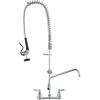 imageVEVOR Commercial Faucet with PreRinse Sprayer 21quot Height 8quot Center 12quot Swing Spout Wall Mount Kitchen Sink Faucet Brass Constructed Device with Pull Down Spray for 123 Compartment Sink36inch