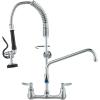 imageVEVOR Commercial Faucet with PreRinse Sprayer 21quot Height 8quot Center 12quot Swing Spout Wall Mount Kitchen Sink Faucet Brass Constructed Device with Pull Down Spray for 123 Compartment Sink25inch
