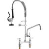 imageVEVOR Commercial Faucet with PreRinse Sprayer 21quot Height 8quot Center 12quot Swing Spout Wall Mount Kitchen Sink Faucet Brass Constructed Device with Pull Down Spray for 123 Compartment Sink26inch