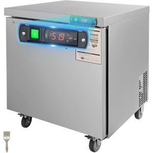 imageVEVOR 28quot W Commercial Refrigerator Undercounter Worktop Refrigerator 74 Cu Ft Thick Stainless Steel Refrigerated Food Prep Station Fan Cooling Single Door Worktop Fridge with lock for Bar28W Worktop Refrigerator