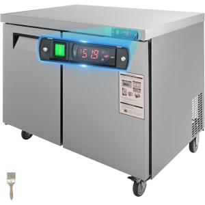 imageVEVOR Commercial Refrigerator 48quot Worktop Undercounter Refrigerator 1285 Cu Ft Thick Stainless Steel Refrigerated Food Prep Station 2 Door Worktop Fridge with lock for Restaurant Bar Diner48W Worktop Refrigerator