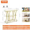 imageVEVOR Bar Cart Gold 3 Tiers Home Bar Serving Cart on Lockable Wheels Rolling Alcohol Cart with Tempered Glass Shelves Guardrail Wine Rack Modern Wine Cart for Home Kitchen Dining and Living RoomGold