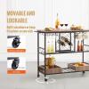 imageVEVOR Bar Cart Gold 3 Tiers Home Bar Serving Cart on Lockable Wheels Rolling Alcohol Cart with Tempered Glass Shelves Guardrail Wine Rack Modern Wine Cart for Home Kitchen Dining and Living RoomBlack