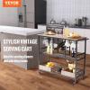 imageVEVOR Bar Cart Gold 3 Tiers Home Bar Serving Cart on Lockable Wheels Rolling Alcohol Cart with Tempered Glass Shelves Guardrail Wine Rack Modern Wine Cart for Home Kitchen Dining and Living RoomBlack