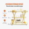 imageVEVOR Bar Cart Gold 3 Tiers Home Bar Serving Cart on Lockable Wheels Rolling Alcohol Cart with Tempered Glass Shelves Guardrail Wine Rack Modern Wine Cart for Home Kitchen Dining and Living RoomGold