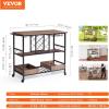 imageVEVOR Bar Cart Gold 3 Tiers Home Bar Serving Cart on Lockable Wheels Rolling Alcohol Cart with Tempered Glass Shelves Guardrail Wine Rack Modern Wine Cart for Home Kitchen Dining and Living RoomBlack