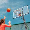 imageVEVOR Basketball HoopRim Adjustable Height Portable Backboard Court Basketball Goal Mobile Stand with Wheels Weighted Base YouthampampAdults OutdoorIndoor54in White Backboard
