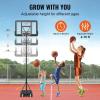 imageVEVOR Basketball HoopRim Adjustable Height Portable Backboard Court Basketball Goal Mobile Stand with Wheels Weighted Base YouthampampAdults OutdoorIndoor44in Black Backboard