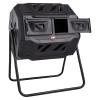 imageVEVOR Compost Bin 43Gal Dual Chamber Composting Tumbler Large Tumbling Rotating Composter with 2 Sliding Doors and Steel Frame BPA Free Composter Bin Tumbler for Garden Kitchen Yard Outdoor