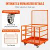 imageVEVOR Forklift Safety Cage 36 x 36 Inches Foldable Forklift Work Platform of 1200 lbs Load Capacity with Lockable Swivel Wheels Drain Hole ampamp Device Chain Holds 1 to 2 Adults Ideal for Aerial Work43x45 with Wheels