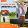 imageVEVOR Plastic Folding Bench 6ft Portable Folding Bench Smooth High Density Polyethylene Waterproof Outdoor Bench Picnic Camping Table with Handle for Garden Soccer Playtime White 1 PackBlack