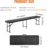 imageVEVOR Plastic Folding Bench 6ft Portable Folding Bench Smooth High Density Polyethylene Waterproof Outdoor Bench Picnic Camping Table with Handle for Garden Soccer Playtime White 1 PackBlack