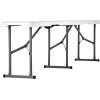 imageVEVOR Plastic Folding Bench 6ft Portable Folding Bench Smooth High Density Polyethylene Waterproof Outdoor Bench Picnic Camping Table with Handle for Garden Soccer Playtime White 1 PackWhite
