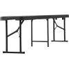 imageVEVOR Plastic Folding Bench 6ft Portable Folding Bench Smooth High Density Polyethylene Waterproof Outdoor Bench Picnic Camping Table with Handle for Garden Soccer Playtime White 1 PackBlack