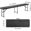 imageVEVOR Plastic Folding Bench 6ft Portable Folding Bench Smooth High Density Polyethylene Waterproof Outdoor Bench Picnic Camping Table with Handle for Garden Soccer Playtime White 1 PackBlack