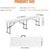 imageVEVOR Plastic Folding Bench 6ft Portable Folding Bench Smooth High Density Polyethylene Waterproof Outdoor Bench Picnic Camping Table with Handle for Garden Soccer Playtime White 1 PackWhite