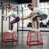 imageVEVOR Plyometric Jump Box 18 Inch Plyo Box Steel Plyometric Platform and Jumping Agility Box AntiSlip Fitness Exercise Step Up Box for Home Gym Training Conditioning Strength TrainingRed