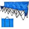 imageVEVOR Portable Folding Bench 8 Seats Foldable Sideline Bench Outdoor Camping Bench Chair with Carry Bag ampamp Backrest Team Sport Sideline Bench for Football Fishing No Assembly Instant Seating BlackBlue