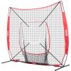 imageVEVOR Softball Practice Net Portable Baseball Training Net for Hitting Batting Catching Pitching  Backstop Equipment with Bow Frame Carry Bag Strike Zone Batting Tee7X7FT Set 1