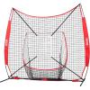 imageVEVOR Softball Practice Net Portable Baseball Training Net for Hitting Batting Catching Pitching  Backstop Equipment with Bow Frame Carry Bag Strike Zone Batting Tee7X7FT Set 3