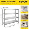 imageVEVOR Stainless Steel Shelving 60x185 Inch 4 Tier Adjustable Shelf Storage Unit Stainless Steel Heavy Duty Shelving for Kitchen Commercial Office Garage Storage 330lb Per Shelf