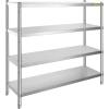 imageVEVOR Stainless Steel Shelving 60x185 Inch 4 Tier Adjustable Shelf Storage Unit Stainless Steel Heavy Duty Shelving for Kitchen Commercial Office Garage Storage 330lb Per Shelf