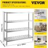 imageVEVOR Storage Shelf 4Tier Stainless Steel Shelving Storage Shelving Unit 709 x 177 x 591 Inch Heavy Duty Storage Rack Shelving 1320 Lbs Total Capacity with Adjustable Height4Tier 59x18x61