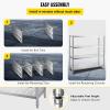 imageVEVOR Storage Shelf 4Tier Stainless Steel Shelving Storage Shelving Unit 709 x 177 x 591 Inch Heavy Duty Storage Rack Shelving 1320 Lbs Total Capacity with Adjustable Height4Tier 59x18x61