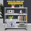 imageVEVOR Storage Shelf 4Tier Stainless Steel Shelving Storage Shelving Unit 709 x 177 x 591 Inch Heavy Duty Storage Rack Shelving 1320 Lbs Total Capacity with Adjustable Height4Tier 59x18x61