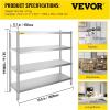 imageVEVOR Storage Shelf 4Tier Stainless Steel Shelving Storage Shelving Unit 709 x 177 x 591 Inch Heavy Duty Storage Rack Shelving 1320 Lbs Total Capacity with Adjustable Height4Tier 59x18x71