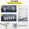 imageVEVOR Storage Shelf 4Tier Stainless Steel Shelving Storage Shelving Unit 709 x 177 x 591 Inch Heavy Duty Storage Rack Shelving 1320 Lbs Total Capacity with Adjustable HeightClassic