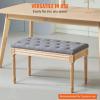 imageVEVOR Upholstered Bench for Bedroom end of Bed Vanity Foam Padded Cushion ampamp Rubberwood Legs Tufted Footrest Stool Entryway for Dining Living Room Piano Hallway 32 x 16 x 19 Inches BeigeDark Gray