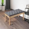 imageVEVOR Upholstered Bench for Bedroom end of Bed Vanity Foam Padded Cushion ampamp Rubberwood Legs Tufted Footrest Stool Entryway for Dining Living Room Piano Hallway 32 x 16 x 19 Inches BeigeDark Gray