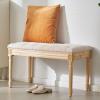 imageVEVOR Upholstered Bench for Bedroom end of Bed Vanity Foam Padded Cushion ampamp Rubberwood Legs Tufted Footrest Stool Entryway for Dining Living Room Piano Hallway 32 x 16 x 19 Inches BeigeBeige