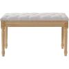 imageVEVOR Upholstered Bench for Bedroom end of Bed Vanity Foam Padded Cushion ampamp Rubberwood Legs Tufted Footrest Stool Entryway for Dining Living Room Piano Hallway 32 x 16 x 19 Inches BeigeBeige