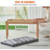 imageVEVOR Upholstered Bench for Bedroom end of Bed Vanity Foam Padded Cushion ampamp Rubberwood Legs Tufted Footrest Stool Entryway for Dining Living Room Piano Hallway 32 x 16 x 19 Inches BeigeDark Gray
