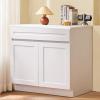 imageVEVOR White Shaker Base Cabinet 36Inch Unassembled Sink Base Cabinet 36quot W x 24quot D x 345quot H Ready to Assemble Cabinet with SoftClose Doors and Adjustable Shelf for Home Office36W Sink Base Cabinet
