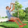 imageVEVOR Zip line Kits for Backyard160ft Zip line Kit for Kids and Adult Up to 330 lb Included Swing Seat Ziplines Brake and Steel Trolley Outdoor Playground EquipmentRed65 ft