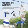 imageVEVOR Zip line Kits for Backyard160ft Zip line Kit for Kids and Adult Up to 330 lb Included Swing Seat Ziplines Brake and Steel Trolley Outdoor Playground EquipmentBlue52 ft