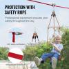 imageVEVOR Zip line Kits for Backyard160ft Zip line Kit for Kids and Adult Up to 330 lb Included Swing Seat Ziplines Brake and Steel Trolley Outdoor Playground EquipmentRed65 ft