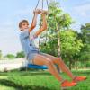 imageVEVOR Zip line Kits for Backyard160ft Zip line Kit for Kids and Adult Up to 330 lb Included Swing Seat Ziplines Brake and Steel Trolley Outdoor Playground EquipmentBlue52 ft