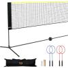 imageVEVOR Badminton Net Height Adjustable Volleyball Net Wide Foldable Pickleball Net Portable Easy Setup Tennis Net Set with Poles Stand and Carry Bag for Kids Backyard Game Indoor Outdoor Use20ft with Rackets and Shuttlecocks